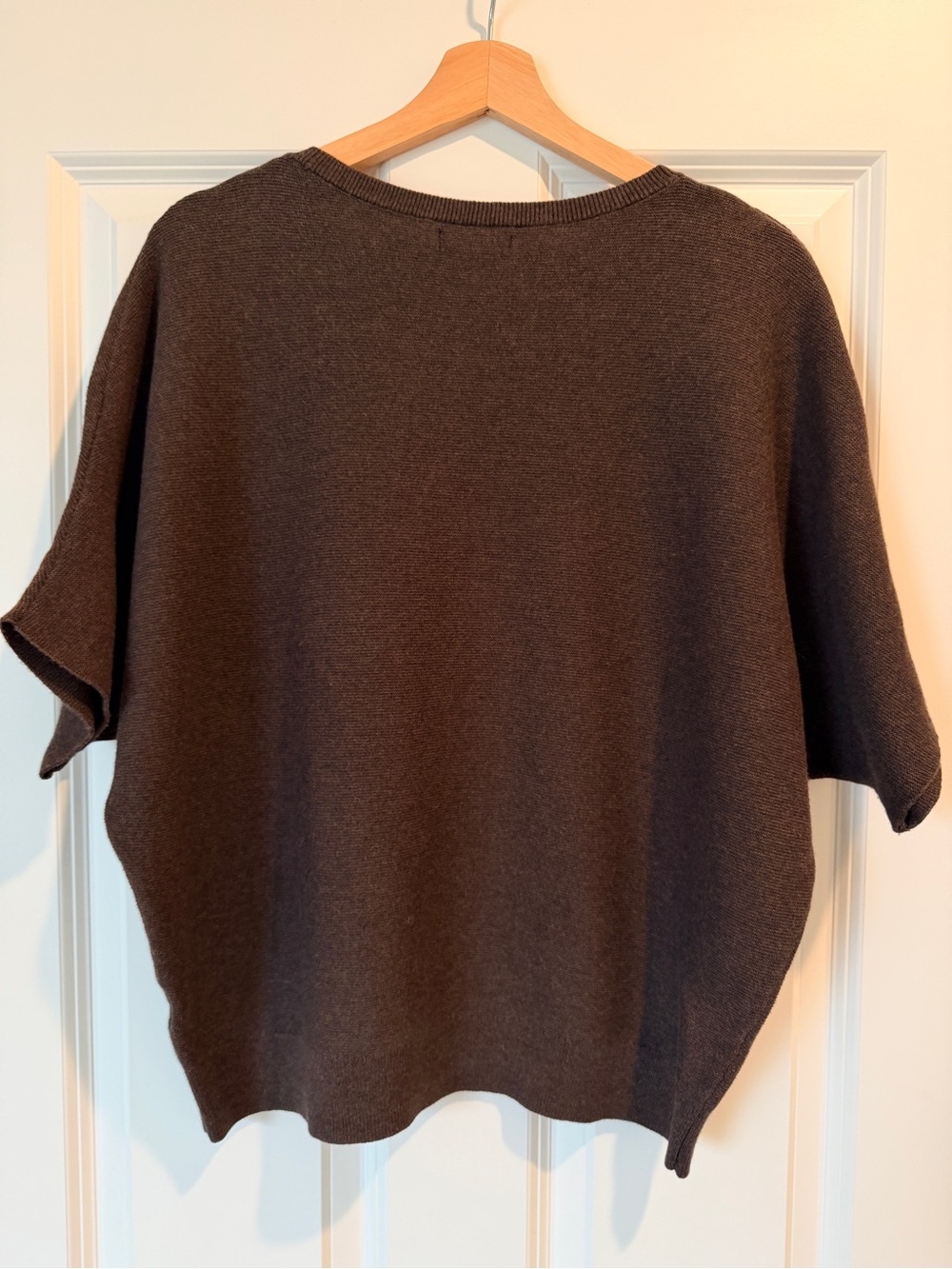 Quince Womens L Lightweight Cotton Cashmere Link-Stitch Dolman Sweater Brown - Picture 3 of 7